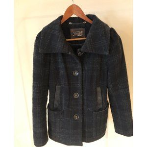 Mackage Vintage Black & Green Wool Plaid Coat